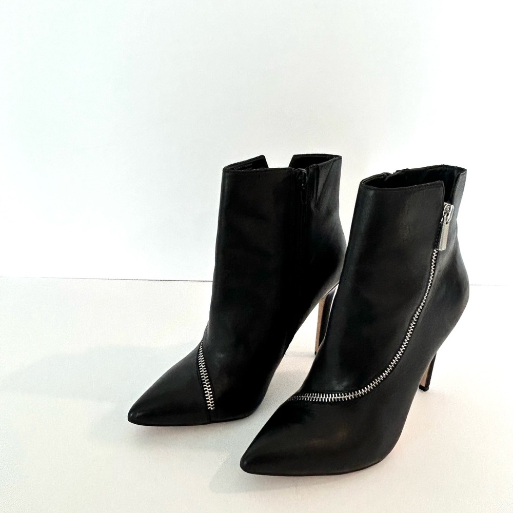 Aldo Black Ankle Boots with Silver Zipper